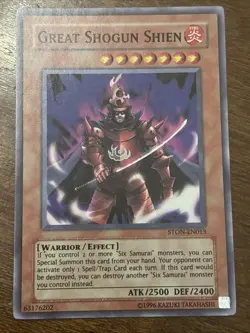 Yu-Gi-Oh! Great Shogun Shien STON-EN013 Strike of Neos Unlimited Super Rare LP - Image 1