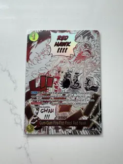 Bandai Gum-Gum Fire-Fist Pistol Red Hawk OP11-114 R Holo Event One Piece NM - Image 1
