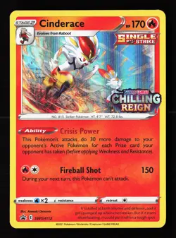 Cinderace (Prerelease) SWSH112 Holo Sword & Shield Promo Cards -A10 - Image 1