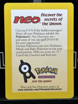 Pokemon Neo Discovery The Secrets Of The Unown Promo Card (Unown Pichu) LP - Image 3
