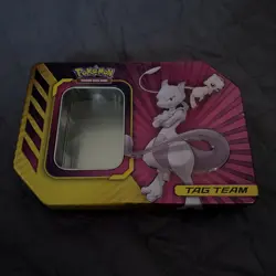 Pokemon TCG Mew & Mewtwo GX Full Art Promo Tag Team Empty Tin DISPLAY ONLY 820650806322 - Image 1