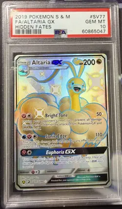 2019 POKEMON SUN & MOON HIDDEN FATES #SV77 FULL ART/ALTARIA GX PSA 10 - Image 1