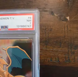 1999 Topps Pokemon TV Charizard #6 Foil PSA 7 Near Mint BLUE LOGO - Image 3