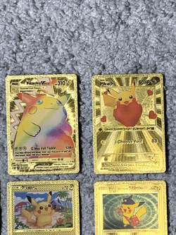 Set of 15 Pikachu & Complete 7 Card Cosplay Set Gold Foil Fan Art Cards - Image 3