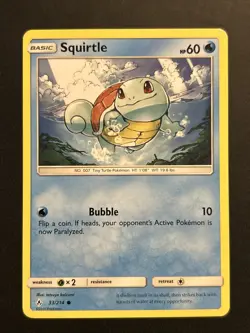 Squirtle 33/214 Sun & Moon Unbroken Bonds Common Pokemon TCG Card 2019 - Image 1