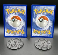 Pokemon - Erika's Tangela & Larry's Komala Cosmos Holo 2 Card Set + Coins | NM+ - Image 2