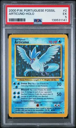 2000 Pokemon ITALIAN Unlimited Fossil Articuno Holo 2/62 PSA 5 EX - Image 1