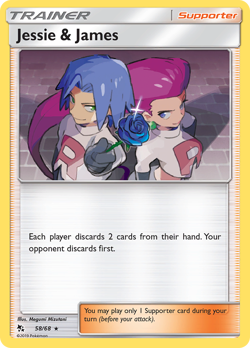 Jessie & James 58/68 Holo Rare Hidden Fates Pokemon Reverse Holo Near Mint - Image 1