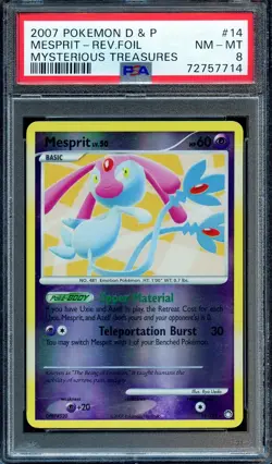 2007 POKEMON D & P MYSTERIOUS TREASURES MESPRIT REVERSE FOIL PSA 8 NM-MT 14/123 - Image 1