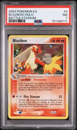 Pokemon EX Ruby & Sapphire Battle Stadium 2004 Blaziken Holo #3 PSA 7 - Image 1