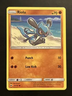 Riolu SM Burning Shadows Pokemon TCG NM 70/147 Sun & Moon - Image 1
