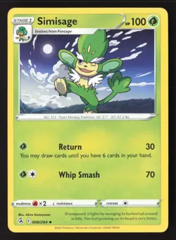 Simisage 008/264 Uncommon Fusion Strike Pokemon Near Mint - Image 1