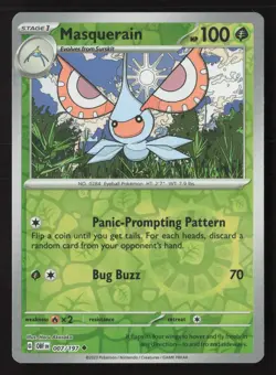 Masquerain 007/197 Uncommon Obsidian Flames Pokemon Reverse Holo Near Mint - Image 1