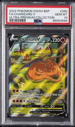 2022 POKEMON SWSH BLACK STAR PROMO #260 FULL ART/CHARIZARD V PSA 10 - Image 1