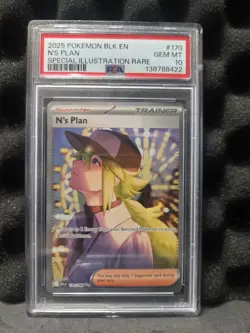2025 POKEMON BLACK BOLT #170/086 N'S PLAN SPECIAL ILLUSTRATION RARE PSA 10 - Image 1