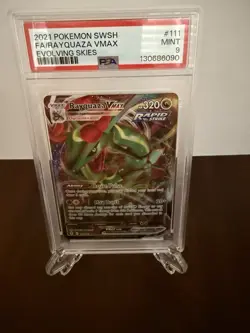 2021 POKEMON SWORD & SHIELD EVOLVING SKIES #111 FULL ART/RAYQUAZA VMAX PSA 9 - Image 3
