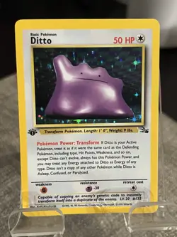1999 Pokemon TCG Fossil Ditto 1st Edition Holo Rare 3/62 WOTC Vintage Original - Image 1