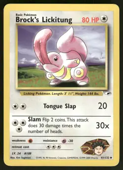 Pokemon Cards Brock's Lickitung 41/132 Gym Heroes Uncommon LP - Image 1