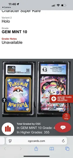 CGC 10 Cgc 9.5 Old Label Orbeetle VMAX 215/184 Pokemon Japanese CSR VMAX Climax - Image 3