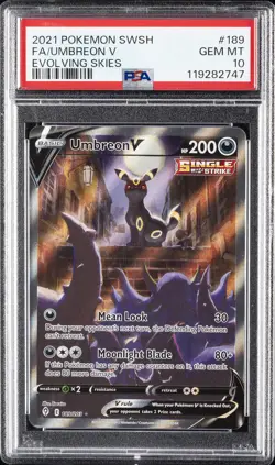 2021 POKEMON SWORD & SHIELD EVOLVING SKIES #189 FULL ART/UMBREON V PSA 10 - Image 1