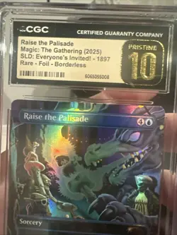 Raise the Palisade ✨ Borderless Double Rainbow FOIL MTG SLD CGC Pristine 10 Pop1 - Image 4