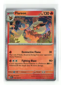FLAREON 136/165 HOLO RARE POKEMON TCG NM - Image 1
