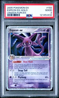 2005 Pokemon Unseen Forces Espeon EX 102/115 Holo Ultra Rare Hologram PSA 2 - Image 1