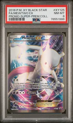 2016 POKEMON XY BLACK STAR PROMO SUPER PREM. COLL. #XY125 FA/MEWTWO EX PSA 8 - Image 1