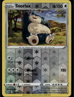 Snorlax Rare SWSH02: Rebel Clash 141/192 Colorless Reverse Holo Pokemon Card - Image 1