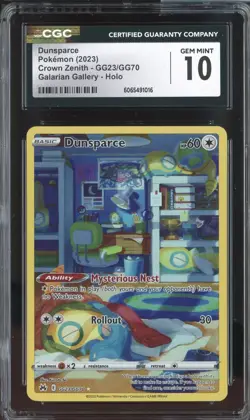 DUNSPARCE CROWN ZENITH GG23/GG70 POKEMON GALARIAN GALLERY HOLO CGC 10 GEM MINT - Image 1