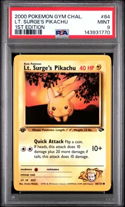 2000 POKEMON GYM CHALLENGE 1ST EDITION #84 LT. SURGE'S PIKACHU PSA 9 - Image 1