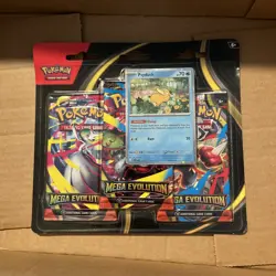 SEALED Pokemon TCG Mega Evolution 3 Pack Blister BRAND NEW Psyduck/Golduck - Image 1