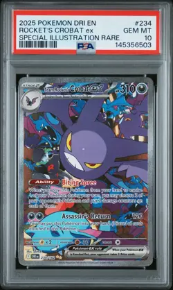 PSA 10 GEM MINT Team Rocket's Crobat ex 234/182 Pokemon Destined Rivals Full Art - Image 1