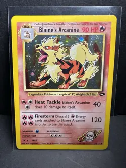 Pokemon TCG Blaine's Arcanine Gym Challenge Holo Card 1/132 Unlimited Rare - Image 1