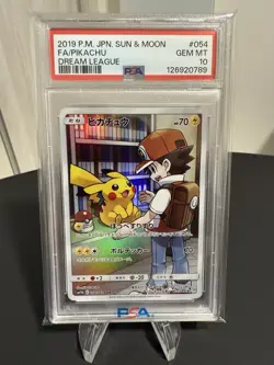 Pikachu PSA 10 CHR FA 054/049 sm11b Dream League Card Pokemon Japanese - Image 1