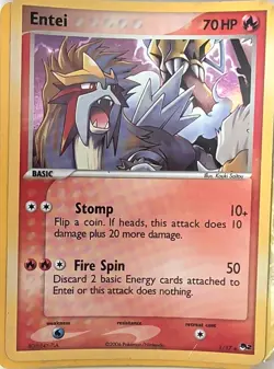 Entei 1/17 Rare POP Series 2 Pokemon Holo Damaged - Image 1