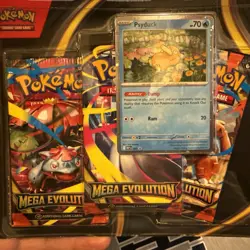 Pokemon TCG Mega Evolution Three Booster Blister Pack Psyduck Promo New Sealed - Image 3
