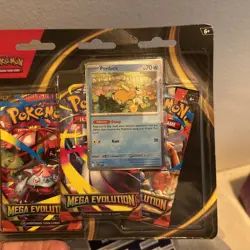 Pokemon TCG Mega Evolution Three Booster Blister Pack Psyduck Promo New Sealed - Image 5