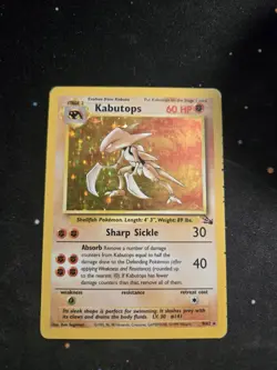 Pokemon TCG Kabutops Fossil 9/62 Holo Rare 1999 DMG - Image 1