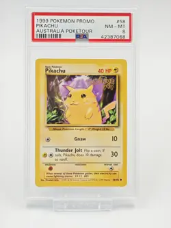 1999 POKEMON GAME PROMO AUSTRALIA POKETOUR #58 PIKACHU PSA 8 - Image 1