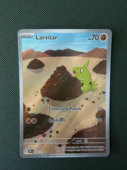 Pokemon TCG Larvitar Obsidian Flames Illustration Rare Card 203/197 - Image 1