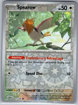 Spearow 021/165 Reverse Holo SV: Scarlet & Violet 151 - Pokemon Card - NM - Image 1