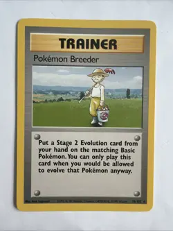 Pokemon Breeder Base Set Trainer Card 76/102 Rare Pokemon TCG - Image 1