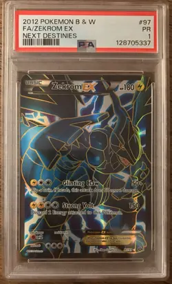 Pokemon 2012 B&W Next Destinies #97 Full Art Zekrom EX PSA 1 - Image 1