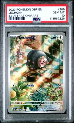 2023 POKEMON OBF EN-OBSIDIAN FLAMES ILLUSTRATION RARE #209 LECHONK PSA 10 - Image 1