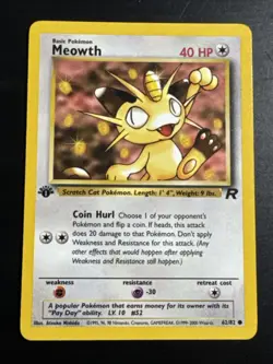Meowth 62/82 Team Rocket 1st Edition Pokemon - Image 1