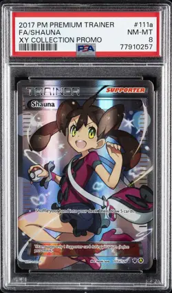 2017 POKEMON PREMIUM TRAINER XY COLLECTION PROMO #111A FULL ART/SHAUNA PSA 8 - Image 1