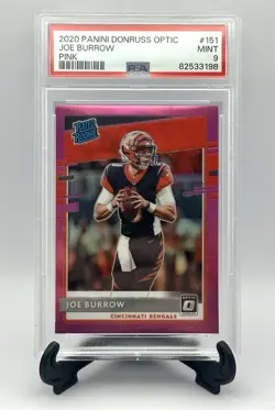 2020 Joe Burrow Optic Rated Rookie #151 Pink Preview PSA 9 Bengals Rookie Card - Image 1