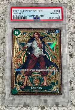 One Piece ST16-004 A Fist of Divine Speed - Shanks (SP Alternate Art) PSA 10 - Image 1