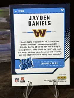 2024 Panini Donruss Optic - Rated Rookie Jayden Daniels #248 Holo Prizm (RC) NM+ - Image 5